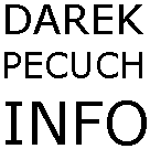 Logo przedstawia napis DAREK PECUCH INFO pisany czarną czcionką na białym tle